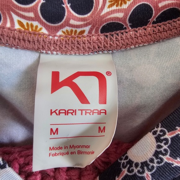 Kari Traa Womens Base Layer Top Pink Navy Floral Geometric Long Sleeve Shirt M - Picture 2 of 4